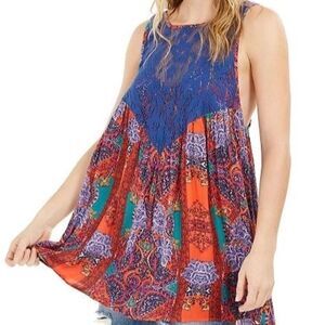 FREE PEOPLE•Count Me In Trapeze mini dress Hot Red